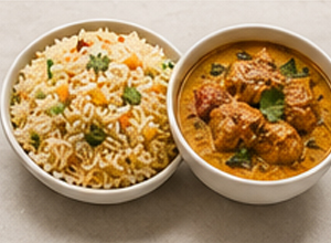 Pulao +chicken curry